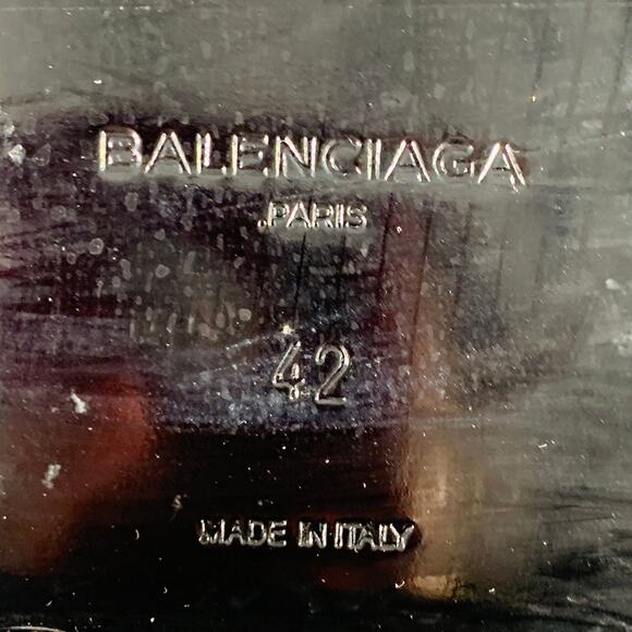 BALENCIAGA Size 9 Black Leather Perforated Wingtip Chelsea Boots - Picture 8 of 10